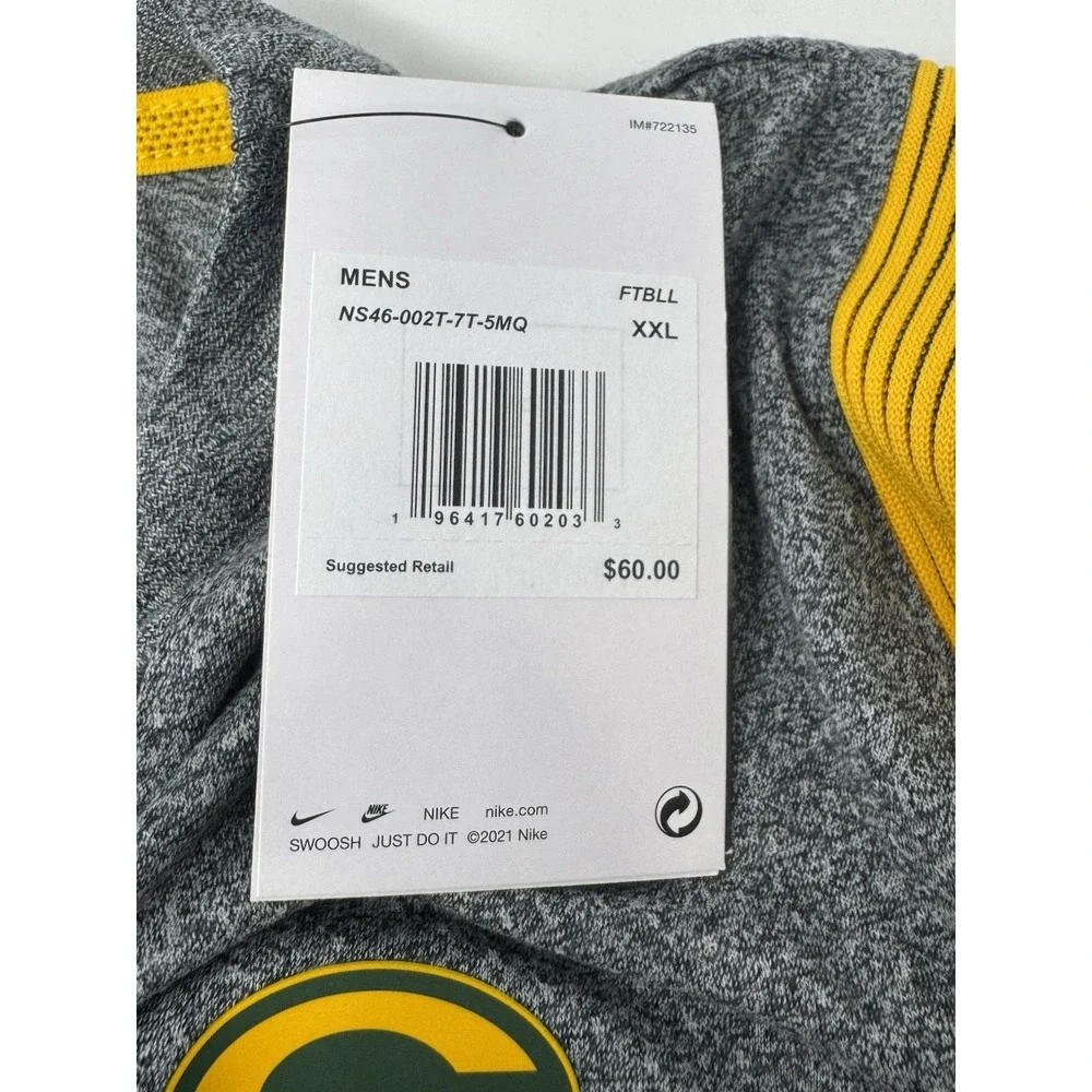 Nike Green Bay‎ Packers Dri-FIT T-Shirt Men's XXL Gray Yellow NFL